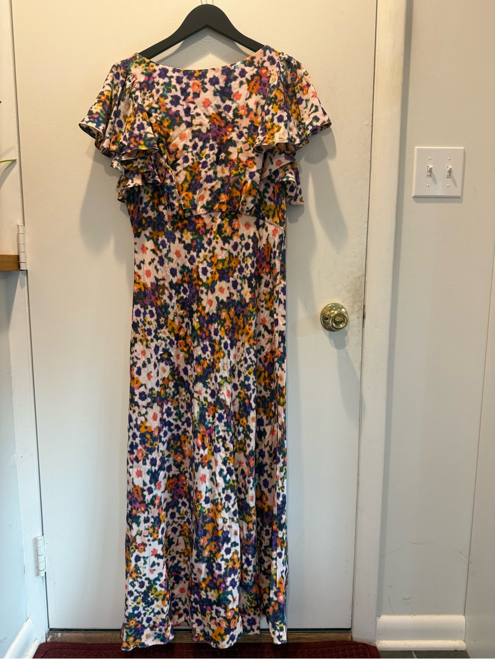 Boden multi garden path Floral Maxi Dress - White with Purple, Yellow, Green
